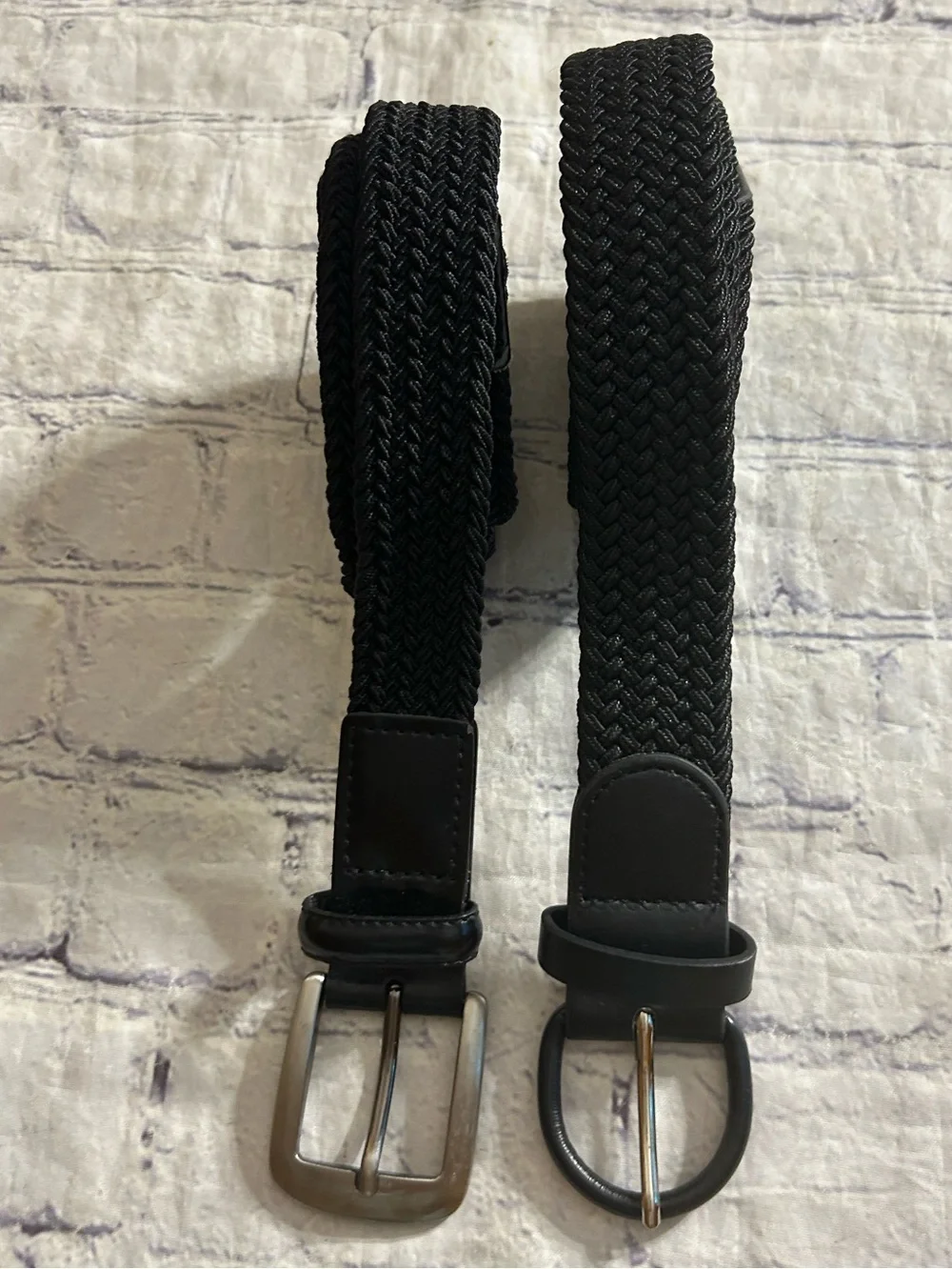 Black Woven Stretch Belts for Men lot of (2)
